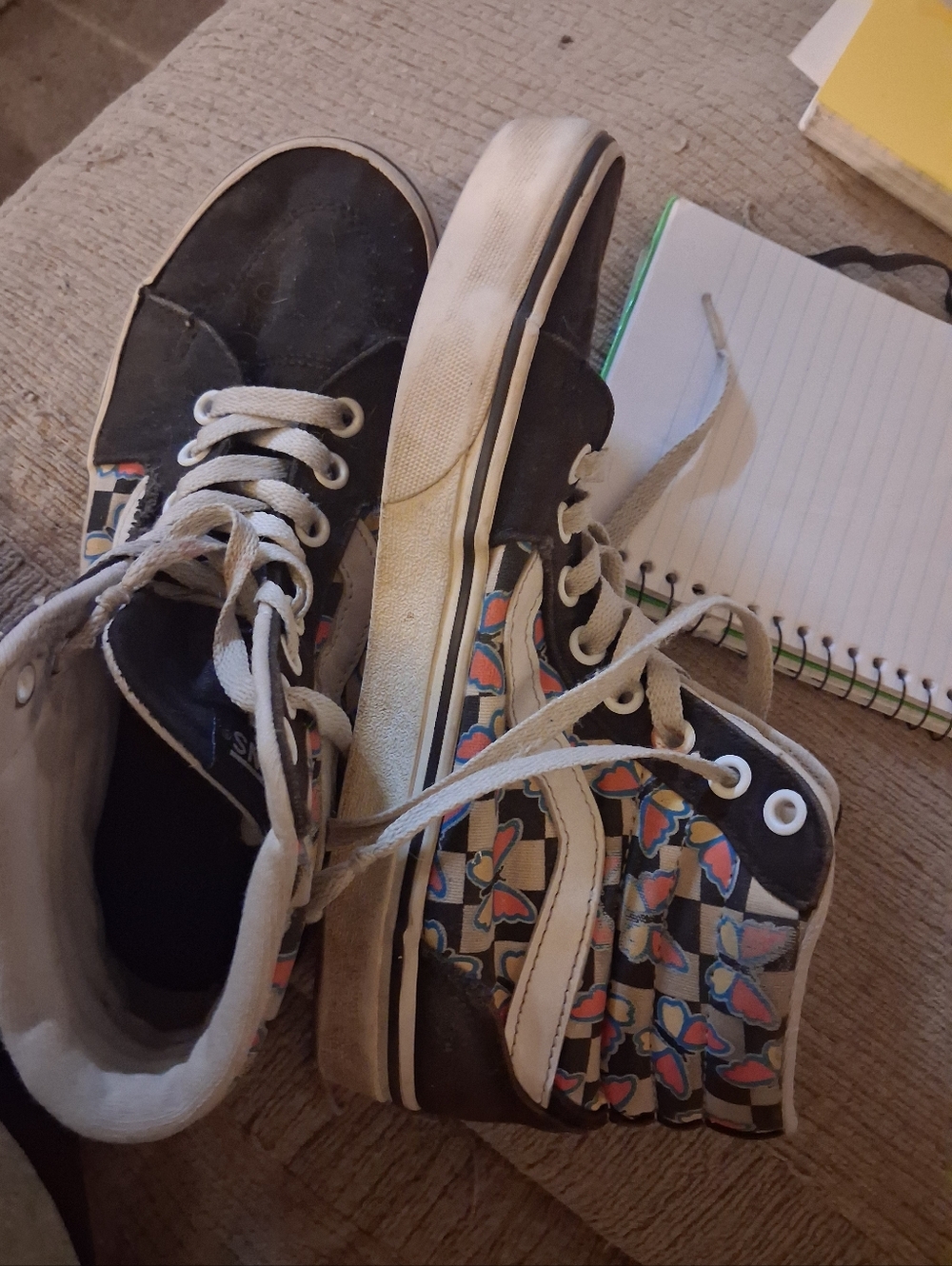 Vintage Vans  High-Top Sneakers in Black with Multicolor Butterfly Pattern